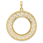 Lade das Bild in den Galerie-Viewer, 14K Yellow Gold 21.6 mm Coin Bezel Holder Pendant Charm Greek Key Rope US $5 Dollar Liberty Indian Statue of Liberty Bald Eagle Congressional Prong
