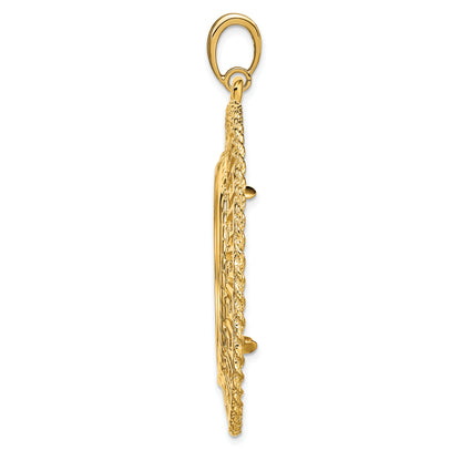 14K Yellow Gold 27 mm Coin Bezel Holder Pendant Charm Greek Key Rope 1/2 oz American Eagle Panda US $10 Dollar Liberty Indian Prong