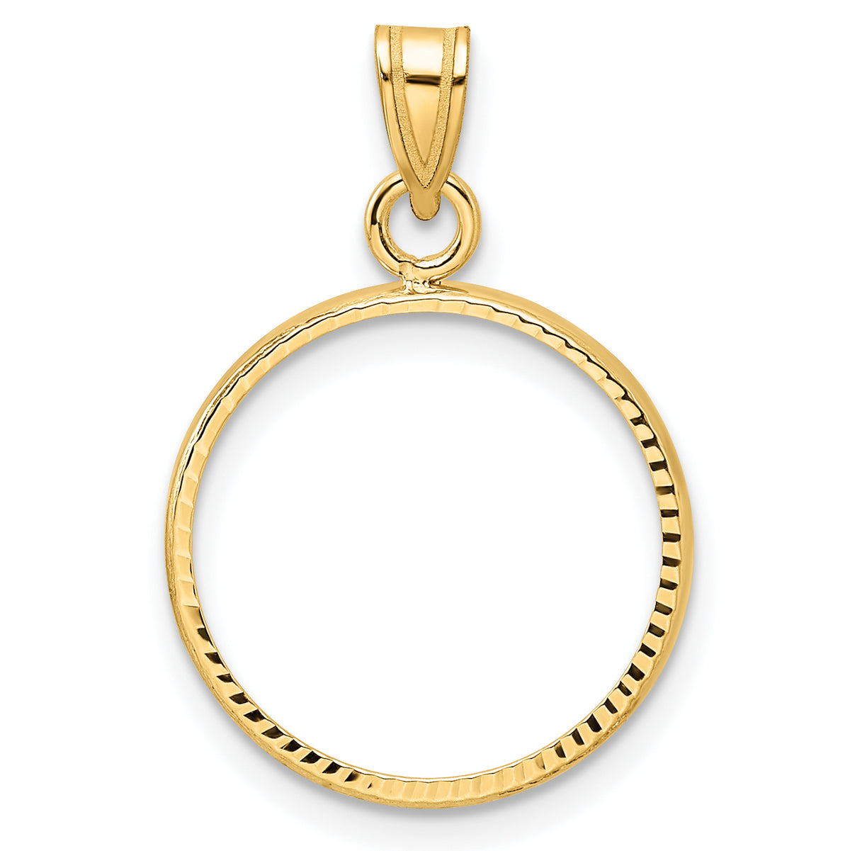 10k yellow gold diamond cut 2.5 peso coin bezel holder pendant prong fits 15.5 mm coins