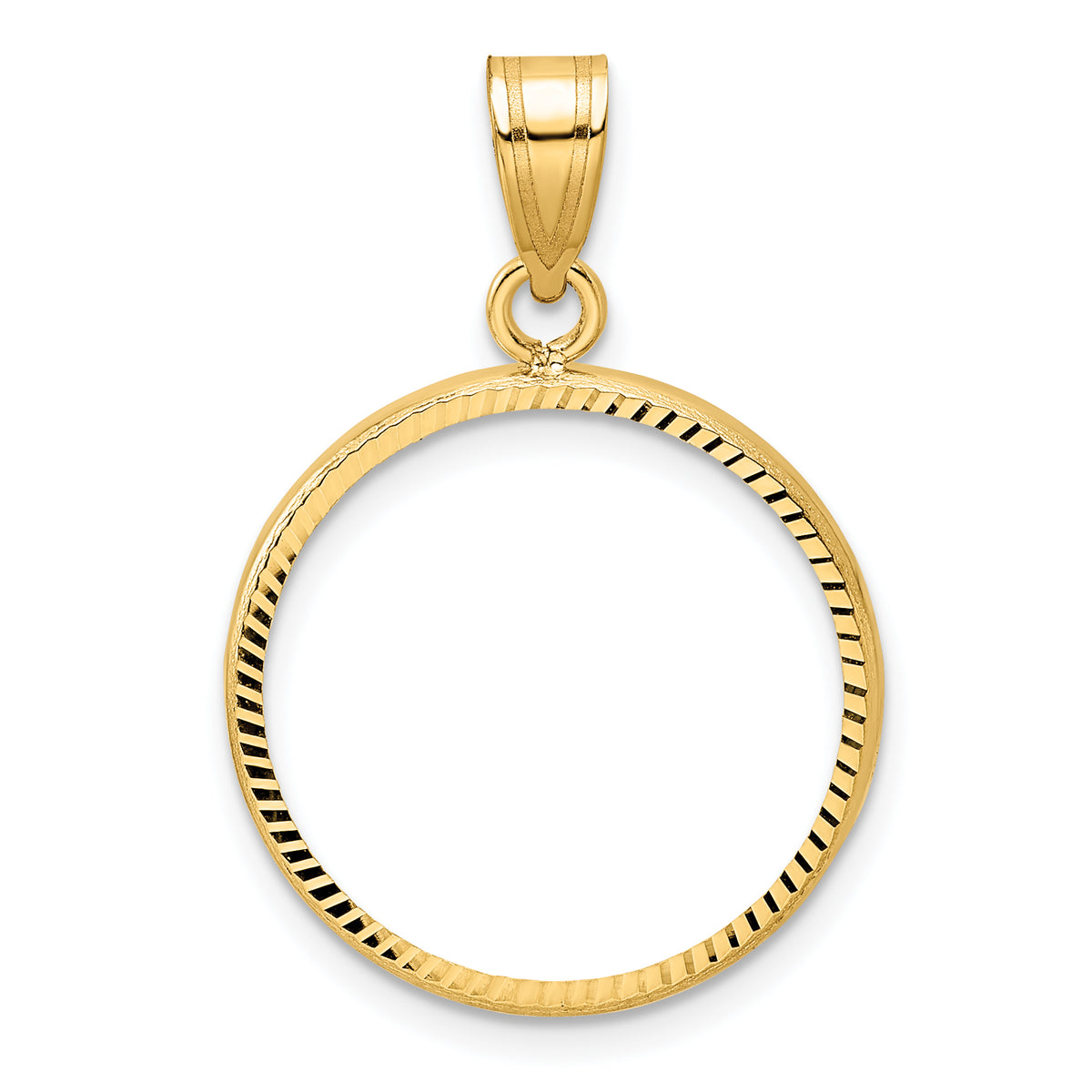 10k yellow gold diamond cut 5 peso coin bezel holder pendant prong fits 19 mm coins