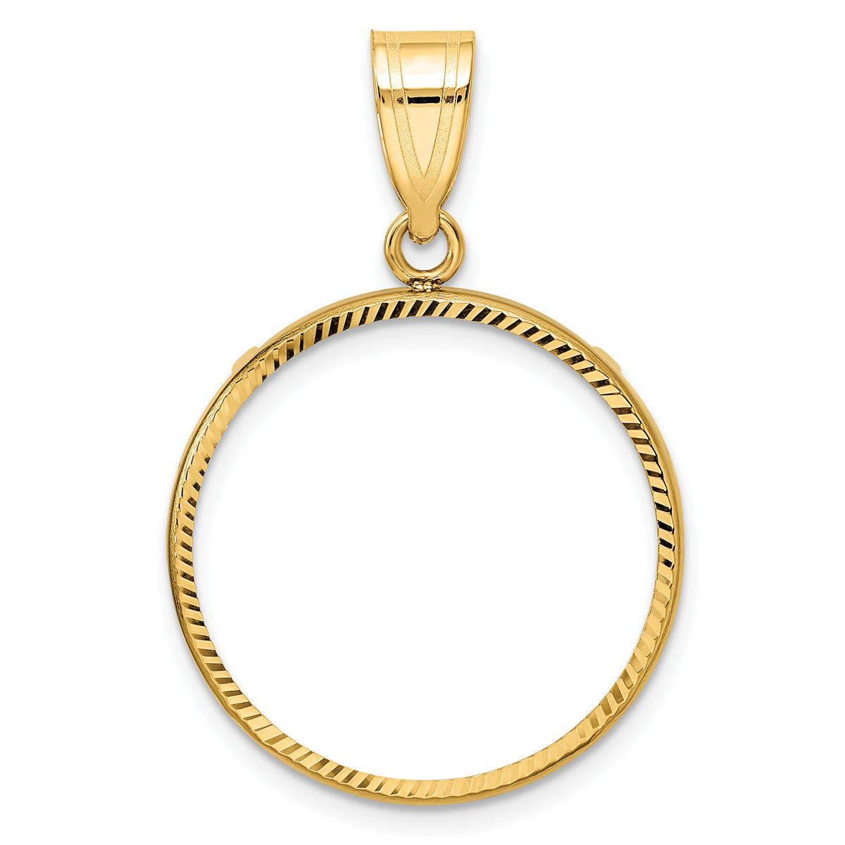 10k yellow gold diamond cut us $5 dollar liberty indian statue of liberty bald eagle congressional coin bezel holder pendant prong fits 21.6 mm coins