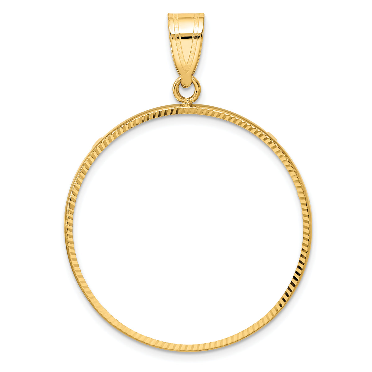10k yellow gold diamond cut 1 oz maple leaf 1/2 oz cat coin bezel holder pendant prong fits 30 mm coins