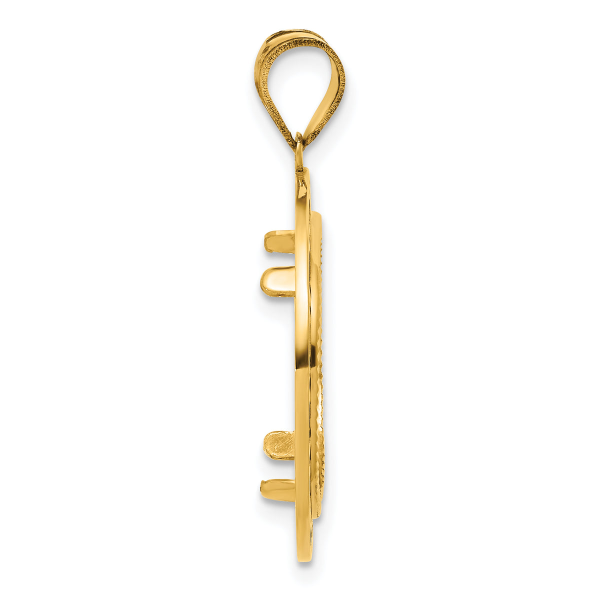 14K Yellow Gold 16.5 mm Coin Bezel Holder Pendant Charm Diamond Cut And Black Enamel Greek Key 1/10 oz American Eagle Krugerrand Prong