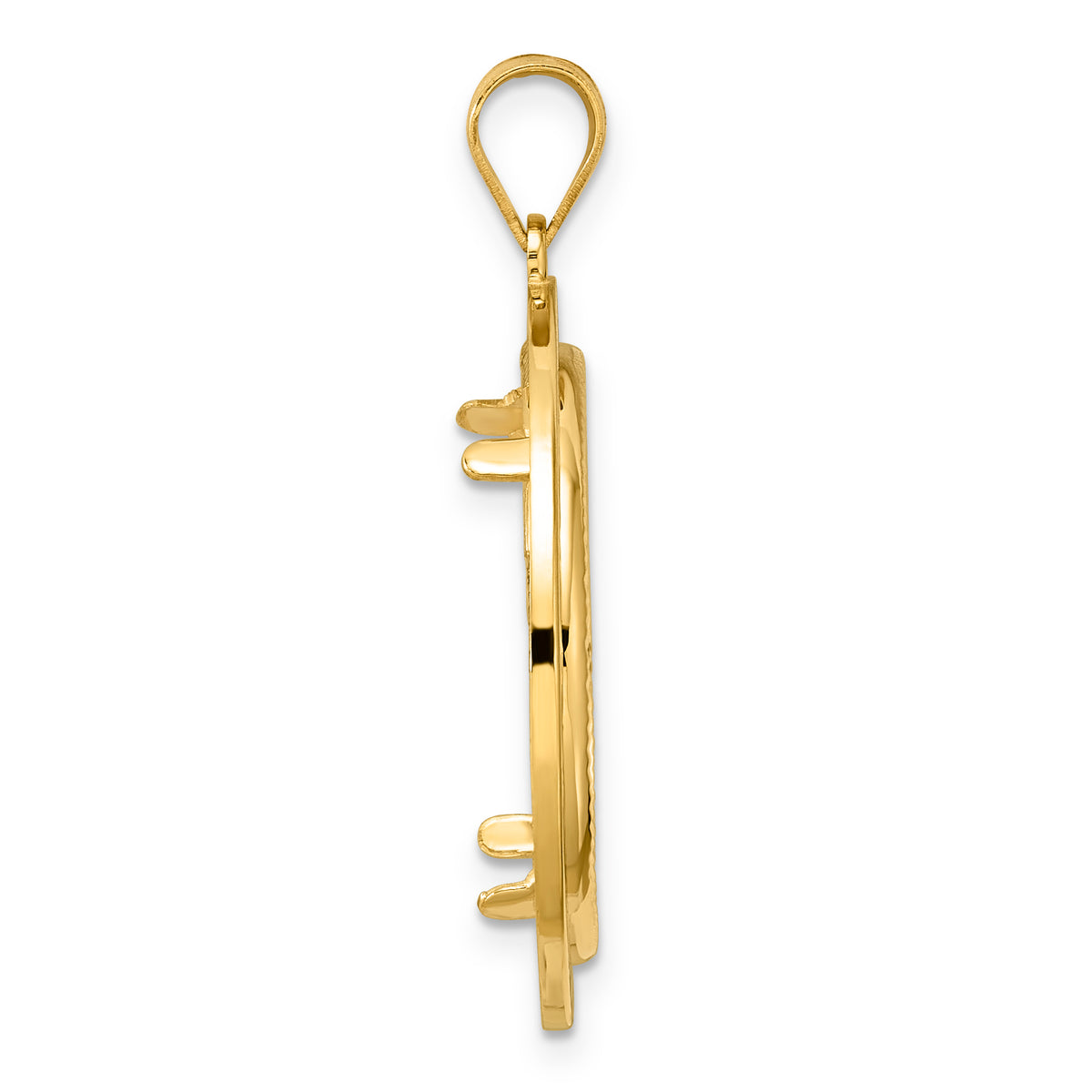 14K Yellow Gold 22 mm Coin Bezel Holder Pendant Charm Diamond Cut And Black Enamel Greek Key 1/4 oz American Eagle Panda 2 Rand US $5 Jamestown Prong