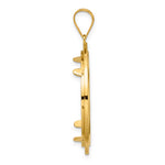 Charger l'image dans la galerie, 14K Yellow Gold 27 mm Coin Bezel Holder Pendant Charm Diamond Cut And Black Enamel Greek Key 1/2 oz American Eagle Panda US $10 Dollar Liberty Indian Prong
