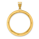 Charger l'image dans la galerie, 14K Yellow Gold 27 mm Coin Bezel Holder Pendant Charm Diamond Cut And Black Enamel Greek Key 1/2 oz American Eagle Panda US $10 Dollar Liberty Indian Prong

