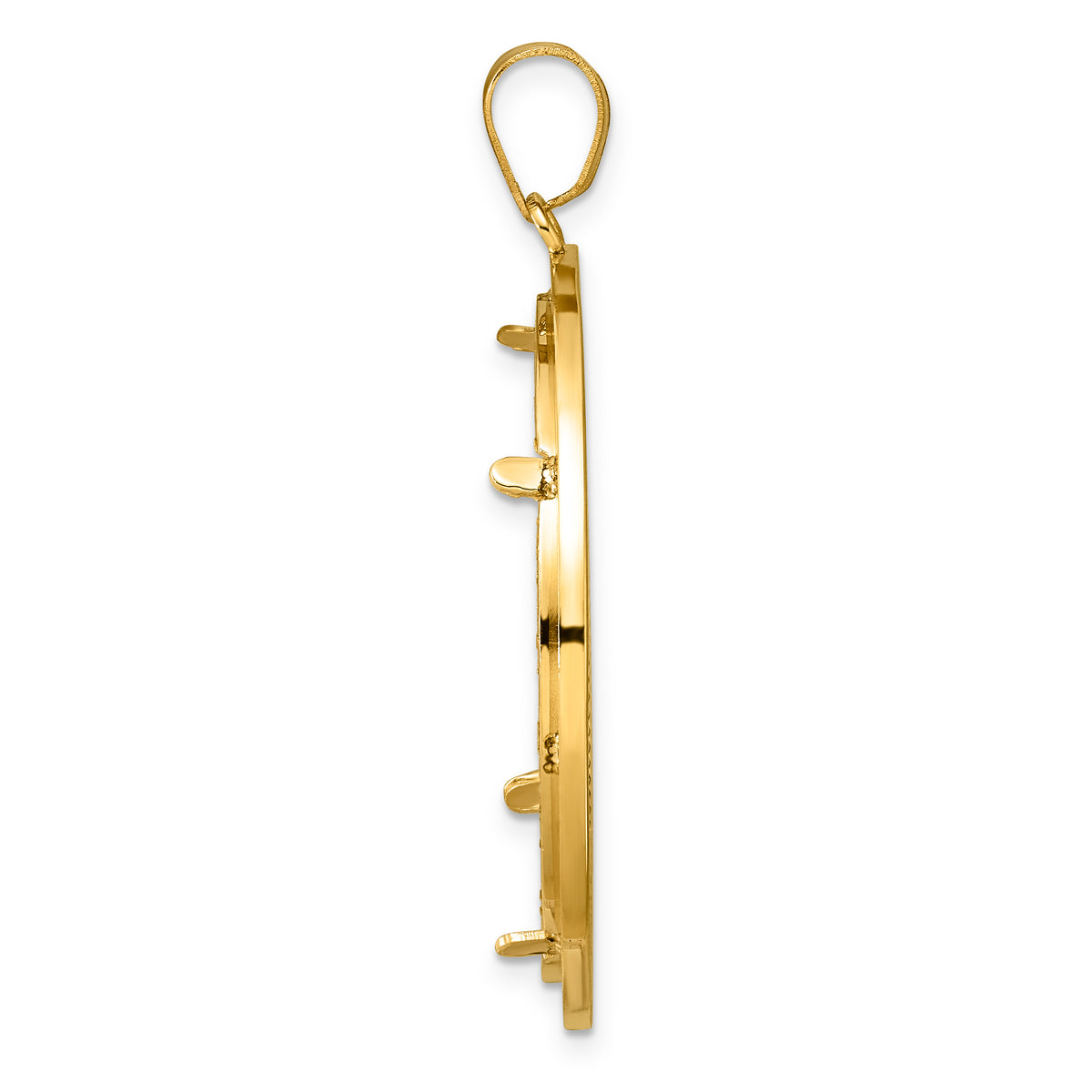 14K Yellow Gold 32 mm Coin Bezel Holder Pendant Charm Diamond Cut And Black Enamel Greek Key Old US Series 1 oz Panda Australian Nugget Kangaroo Koala Prong