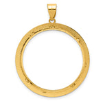 Load image into Gallery viewer, 14K Yellow Gold 32 mm Coin Bezel Holder Pendant Charm Diamond Cut And Black Enamel Greek Key Old US Series 1 oz Panda Australian Nugget Kangaroo Koala Prong
