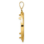 Charger l'image dans la galerie, 14K Yellow Gold 32.7 mm Coin Bezel Holder Pendant Charm Diamond Cut And Black Enamel Greek Key 1 oz American Eagle Cat Krugerrand Prong
