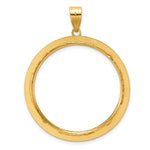 Charger l'image dans la galerie, 14K Yellow Gold 32.7 mm Coin Bezel Holder Pendant Charm Diamond Cut And Black Enamel Greek Key 1 oz American Eagle Cat Krugerrand Prong
