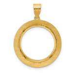 Carica l'immagine nel visualizzatore di Gallery, 14K Yellow Gold 18 mm Coin Bezel Holder Pendant Charm And Black Enamel Greek Key US Dime 1/10 oz Panda Cat Prong
