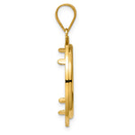 Indlæs billede til gallerivisning 14K Yellow Gold 22 mm Coin Bezel Holder Pendant Charm And Black Enamel Greek Key 1/4 oz American Eagle Panda 2 Rand US $5 Jamestown Prong
