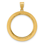 Indlæs billede til gallerivisning 14K Yellow Gold 22 mm Coin Bezel Holder Pendant Charm And Black Enamel Greek Key 1/4 oz American Eagle Panda 2 Rand US $5 Jamestown Prong
