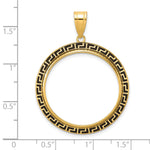 Carica l'immagine nel visualizzatore di Gallery, 14K Yellow Gold 27 mm Coin Bezel Holder Pendant Charm And Black Enamel Greek Key 1/2 oz American Eagle Panda US $10 Dollar Liberty Indian Prong
