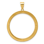 Carica l'immagine nel visualizzatore di Gallery, 14K Yellow Gold 32 mm Coin Bezel Holder Pendant Charm And Black Enamel Greek Key Old US Series 1 oz Panda Australian Nugget Kangaroo Koala Prong
