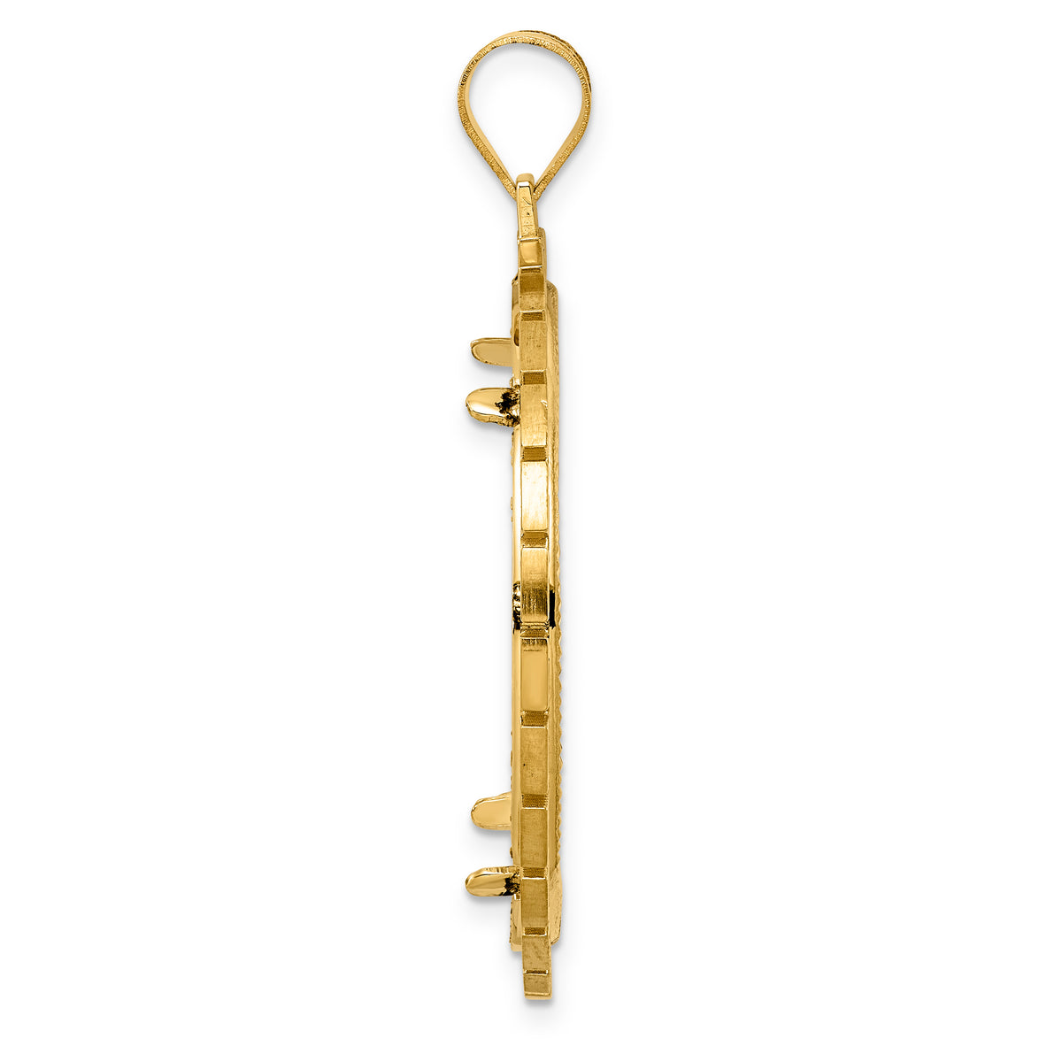 14K Yellow Gold 32 mm Coin Bezel Holder Pendant Charm Diamond Cut Greek Key Old US Series 1 oz Panda Australian Nugget Kangaroo Koala Prong