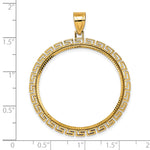 Загрузить изображение в средство просмотра галереи, 14K Yellow Gold 32 mm Coin Bezel Holder Pendant Charm Diamond Cut Greek Key Old US Series 1 oz Panda Australian Nugget Kangaroo Koala Prong
