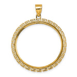 Загрузить изображение в средство просмотра галереи, 14K Yellow Gold 32 mm Coin Bezel Holder Pendant Charm Diamond Cut Greek Key Old US Series 1 oz Panda Australian Nugget Kangaroo Koala Prong
