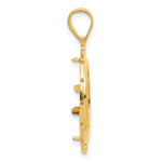 Carica l'immagine nel visualizzatore di Gallery, 14K Yellow Gold 16.5 mm Coin Bezel Holder Pendant Charm Textured Greek Key 1/10 oz American Eagle Krugerrand Prong

