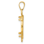 Carica l'immagine nel visualizzatore di Gallery, 14K Yellow Gold 18 mm Coin Bezel Holder Pendant Charm Textured Greek Key US Dime 1/10 oz Panda Cat Prong
