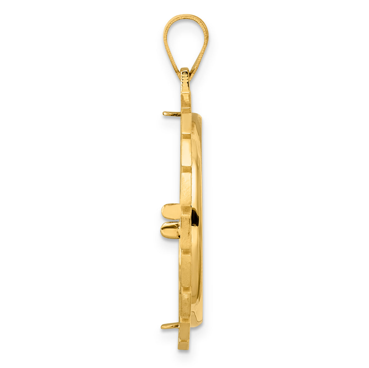 14K Yellow Gold 22 mm Coin Bezel Holder Pendant Charm Textured Greek Key 1/4 oz American Eagle Panda 2 Rand US $5 Jamestown Prong
