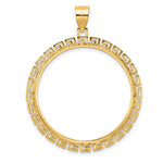 Загрузить изображение в средство просмотра галереи, 14K Yellow Gold 32 mm Coin Bezel Holder Pendant Charm Textured Greek Key Old US Series 1 oz Panda Australian Nugget Kangaroo Koala Prong
