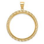 Загрузить изображение в средство просмотра галереи, 14K Yellow Gold 32 mm Coin Bezel Holder Pendant Charm Textured Greek Key Old US Series 1 oz Panda Australian Nugget Kangaroo Koala Prong
