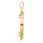 Carica l'immagine nel visualizzatore di Gallery, 14K Yellow Gold 32.7 mm Coin Bezel Holder Pendant Charm Textured Greek Key 1 oz American Eagle Cat Krugerrand Prong
