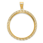 Carica l'immagine nel visualizzatore di Gallery, 14K Yellow Gold 32.7 mm Coin Bezel Holder Pendant Charm Textured Greek Key 1 oz American Eagle Cat Krugerrand Prong
