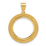 Загрузить изображение в средство просмотра галереи, 14K Yellow Gold 16.5 mm Coin Bezel Holder Pendant Diamond Cut Layered 1/10 oz American Eagle Krugerrand Prong

