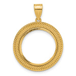Загрузить изображение в средство просмотра галереи, 14K Yellow Gold 16.5 mm Coin Bezel Holder Pendant Diamond Cut Layered 1/10 oz American Eagle Krugerrand Prong
