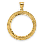 Charger l'image dans la galerie, 14K Yellow Gold 22 mm Coin Bezel Holder Pendant Diamond Cut Layered 1/4 oz American Eagle Panda 2 Rand US $5 Jamestown Prong
