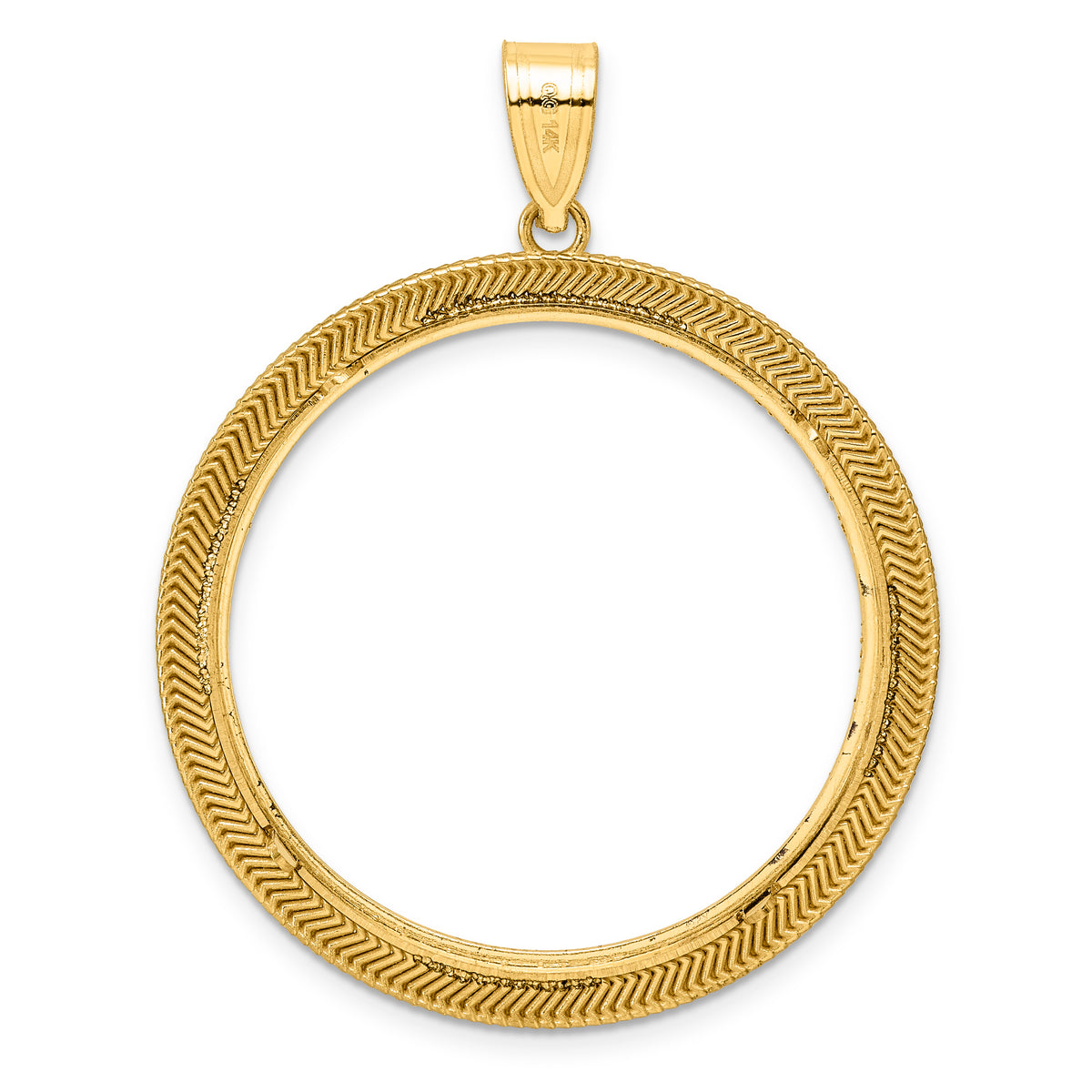 14K Yellow Gold 32 mm Coin Bezel Holder Pendant Diamond Cut Layered Old US Series 1 oz Panda Australian Nugget Kangaroo Koala Prong