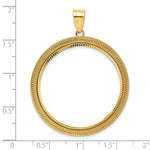 Charger l'image dans la galerie, 14K Yellow Gold 32.7 mm Coin Bezel Holder Pendant Diamond Cut Layered 1 oz American Eagle Cat Krugerrand Prong
