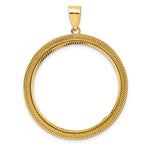 Charger l'image dans la galerie, 14K Yellow Gold 32.7 mm Coin Bezel Holder Pendant Diamond Cut Layered 1 oz American Eagle Cat Krugerrand Prong

