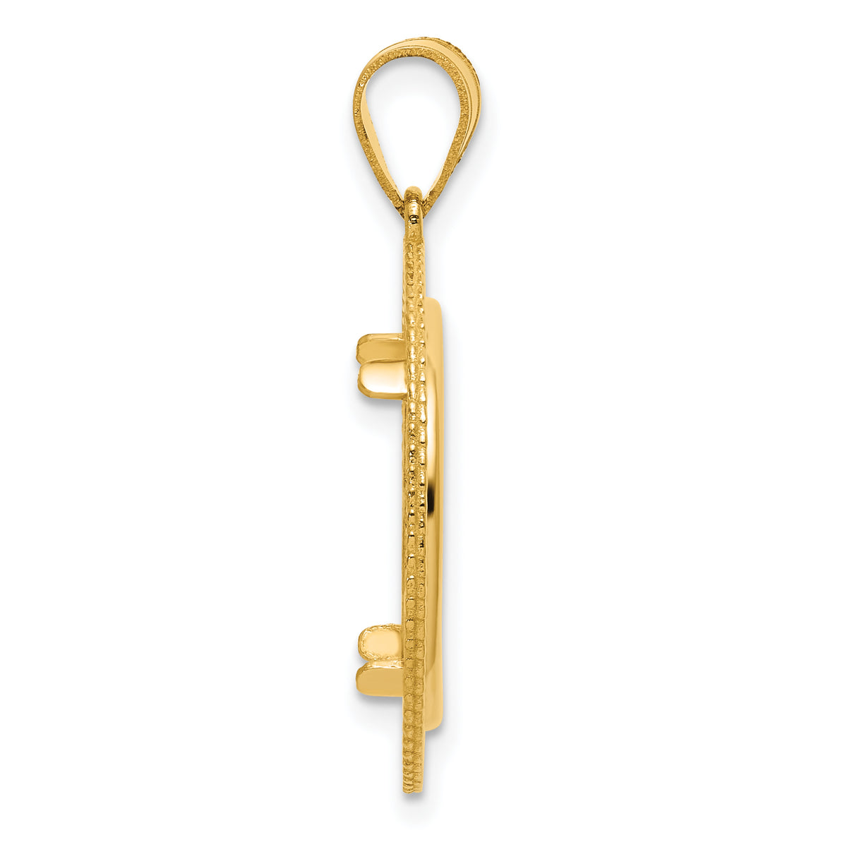 14K Yellow Gold 16.5 mm Coin Bezel Holder Pendant Textured Layered 1/10 oz American Eagle Krugerrand Prong