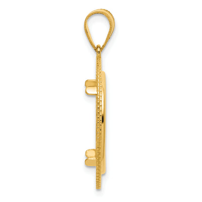 14K Yellow Gold 16.5 mm Coin Bezel Holder Pendant Textured Layered 1/10 oz American Eagle Krugerrand Prong
