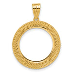 画像をギャラリービューアに読み込む, 14K Yellow Gold 16.5 mm Coin Bezel Holder Pendant Textured Layered 1/10 oz American Eagle Krugerrand Prong
