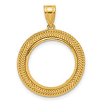 画像をギャラリービューアに読み込む, 14K Yellow Gold 16.5 mm Coin Bezel Holder Pendant Textured Layered 1/10 oz American Eagle Krugerrand Prong
