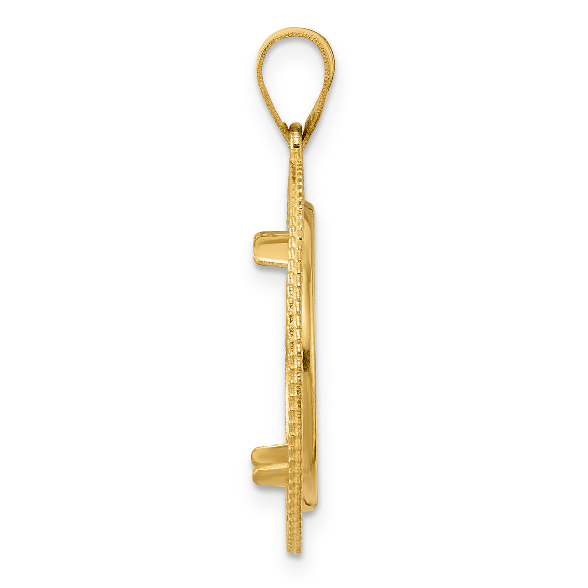 14K Yellow Gold 18 mm Coin Bezel Holder Pendant Textured Layered US Dime 1/10 oz Panda Cat Prong