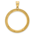 Load image into Gallery viewer, 14K Yellow Gold 27 mm Coin Bezel Holder Pendant Textured Layered 1/2 oz American Eagle Panda US $10 Dollar Liberty Indian Prong

