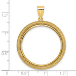 Load image into Gallery viewer, 14K Yellow Gold 27 mm Coin Bezel Holder Pendant Textured Layered 1/2 oz American Eagle Panda US $10 Dollar Liberty Indian Prong
