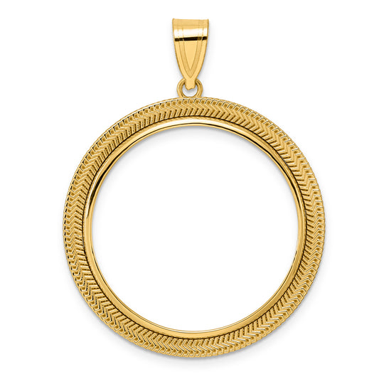 14K Yellow Gold 27 mm Coin Bezel Holder Pendant Textured Layered 1/2 oz American Eagle Panda US $10 Dollar Liberty Indian Prong