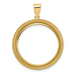 Load image into Gallery viewer, 14K Yellow Gold 27 mm Coin Bezel Holder Pendant Textured Layered 1/2 oz American Eagle Panda US $10 Dollar Liberty Indian Prong
