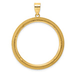 Load image into Gallery viewer, 14K Yellow Gold 32.7 mm Coin Bezel Holder Pendant Textured Layered 1 oz American Eagle Cat Krugerrand Prong
