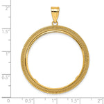 Load image into Gallery viewer, 14K Yellow Gold 32.7 mm Coin Bezel Holder Pendant Textured Layered 1 oz American Eagle Cat Krugerrand Prong

