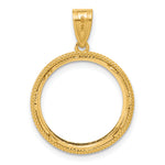 Lade das Bild in den Galerie-Viewer, 14K Yellow Gold 16.5 mm Coin Bezel Holder Pendant Diamond Cut Popcorn 1/10 oz American Eagle Krugerrand Prong
