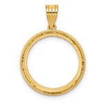 Charger l'image dans la galerie, 14K Yellow Gold 18 mm Coin Bezel Holder Pendant Diamond Cut Popcorn US Dime 1/10 oz Panda Cat Prong

