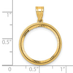 Charger l'image dans la galerie, 14K Yellow Gold 18 mm Coin Bezel Holder Pendant Diamond Cut Popcorn US Dime 1/10 oz Panda Cat Prong
