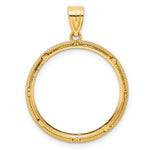 Charger l'image dans la galerie, 14K Yellow Gold 22 mm Coin Bezel Holder Pendant Diamond Cut Popcorn 1/4 oz American Eagle Panda 2 Rand US $5 Jamestown Prong
